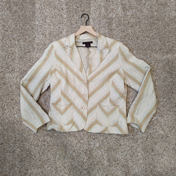 Willi Smith Jackets & Blazers - COPY - WILLI SMITH  100% linen Y2K Blazer Beaded pocket size 12